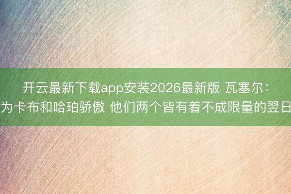 开云最新下载app安装2026最新版 瓦塞尔:为卡布和哈珀骄傲 他们两个皆有着不成限量的翌日
